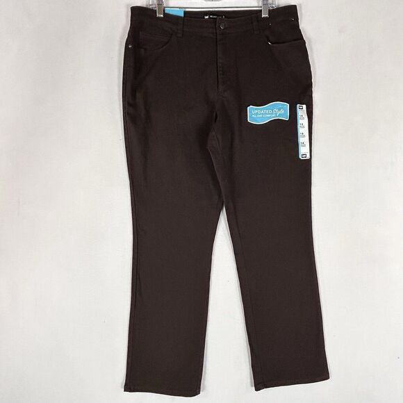Lee NEW Relaxed Fit Straight Leg Chino Pants Womens 14 Medium Brown High Rise - Picture 1 of 16
